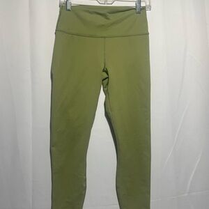 High-Rise Olive Green Leggings power hold by Fabulatics Med